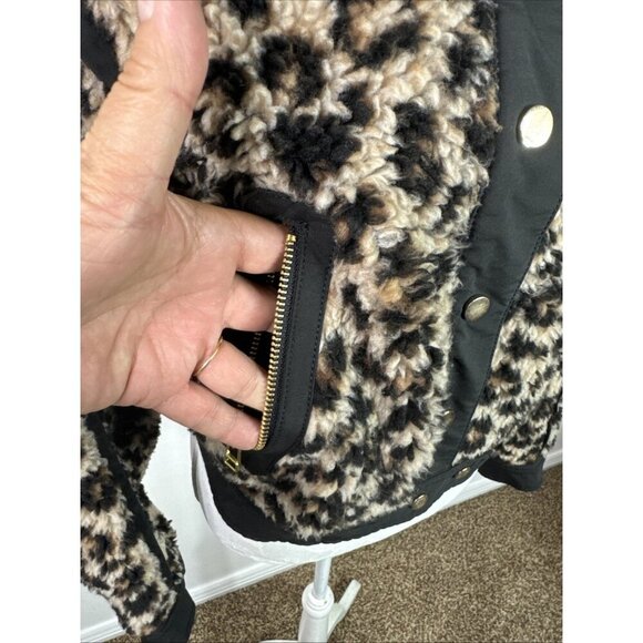 Veronica Beard Women's S Anita Fleece Faux Fur Jacket Brown Animal Crop - Picture 6 of 16